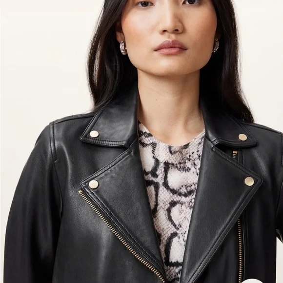 All Saints Dalby Leather Biker Jacket - Picture 4 of 14